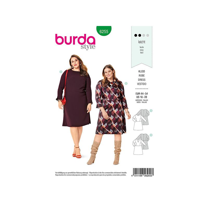 Patron Burda 6255 Robe à Jupe Evasée