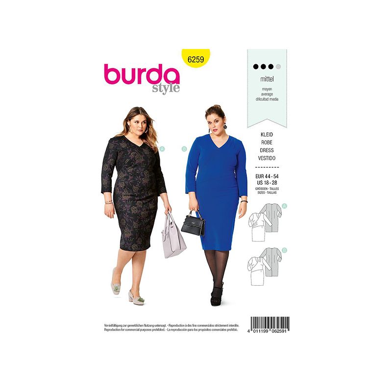 Patron Burda 6259 Robe Asymetrique