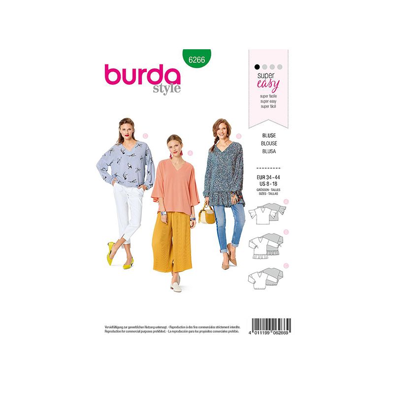 Patron Burda 6266 Blouse Ample