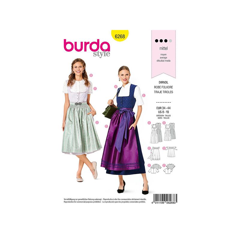 Patron Burda 6268 Robe Tyrolienne