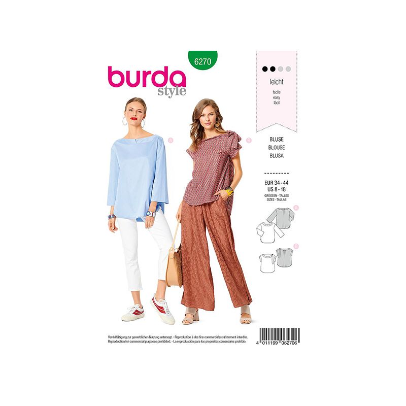 Patron Burda 6270 Blouse Col Rond