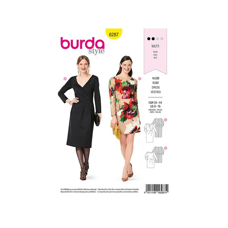 Patron Burda 6287 Robe Fluide