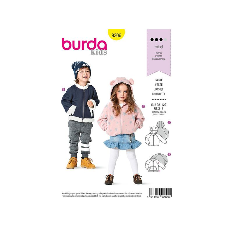 Patron Burda 9306 Blouson à Capuche