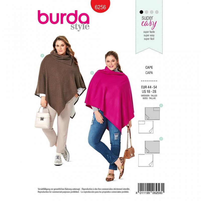 Patron Burda 6256 Cape Rectangulaire