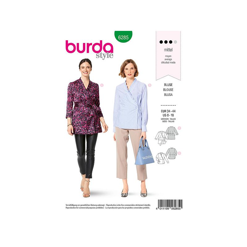 Patron Burda 6285 Blouse Cache-coeur