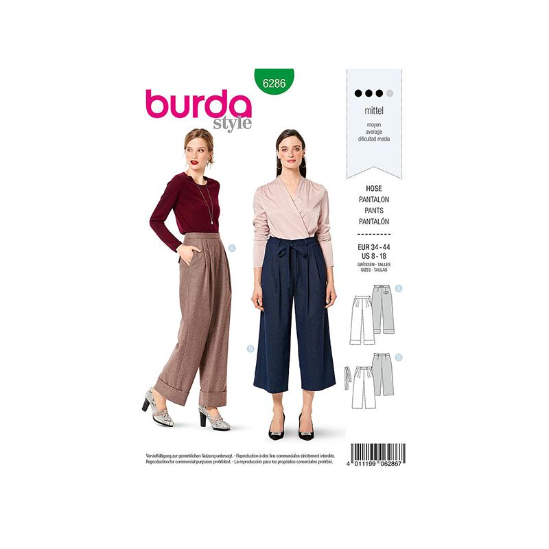 Patron Burda 6286 Pantalon Ample