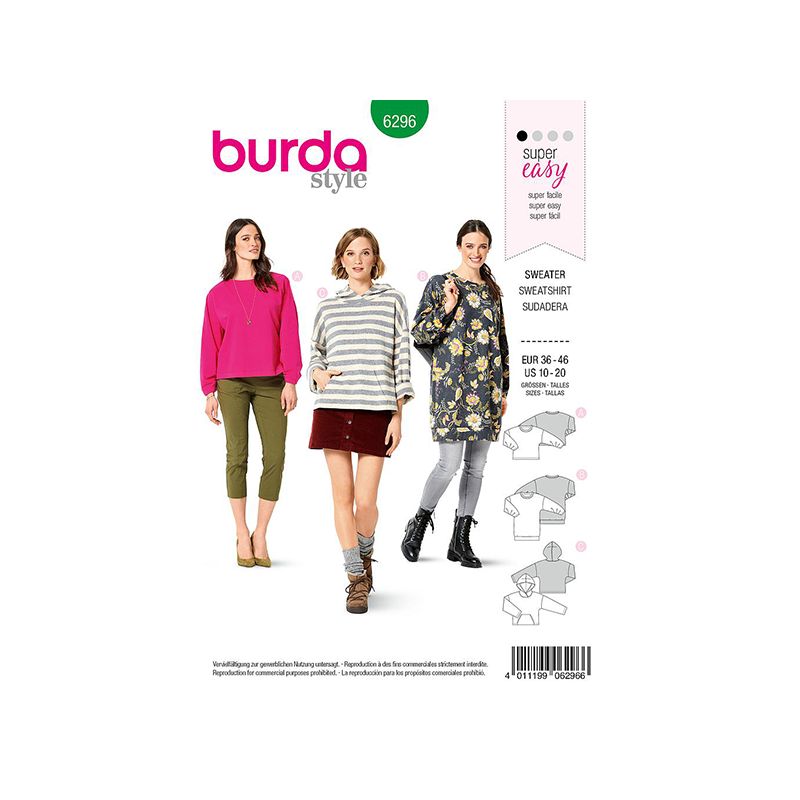 Patron Burda 6296 Sweat-shirt