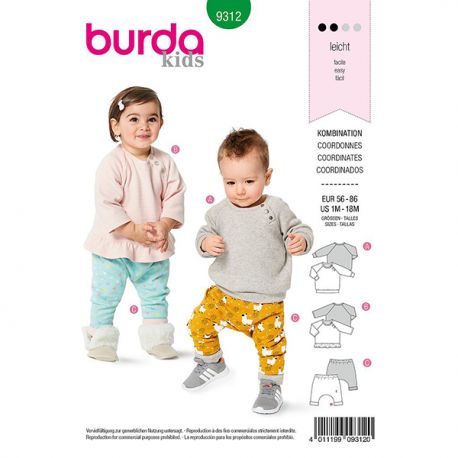 Patron Burda 9312 Tee-shirt Et Pantalon Elastique
