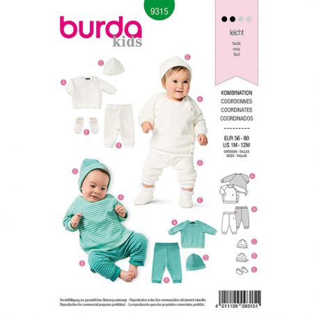 Patron Burda 9315 Bonnet, Pantalon Et Veste Sweat