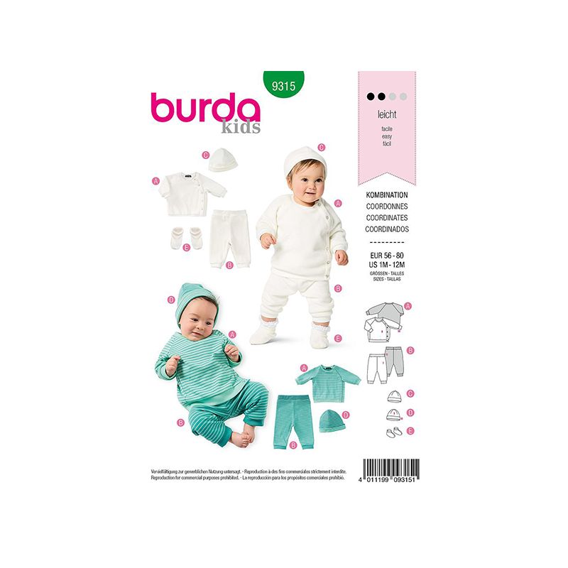 Patron Burda 9315 Bonnet, Pantalon Et Veste Sweat