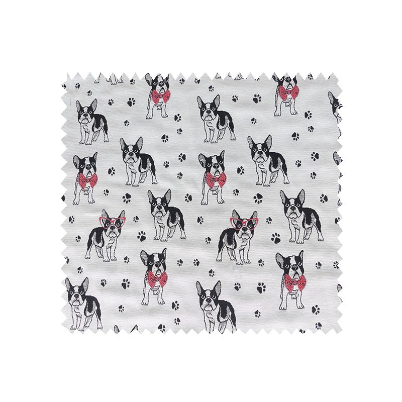 Tissu Frenchie Jacquard Chien Rouge