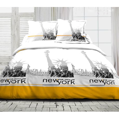 Parure de Housse de couette New York Jaune 