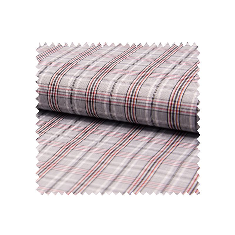 Tissu Carreaux Gris rouge