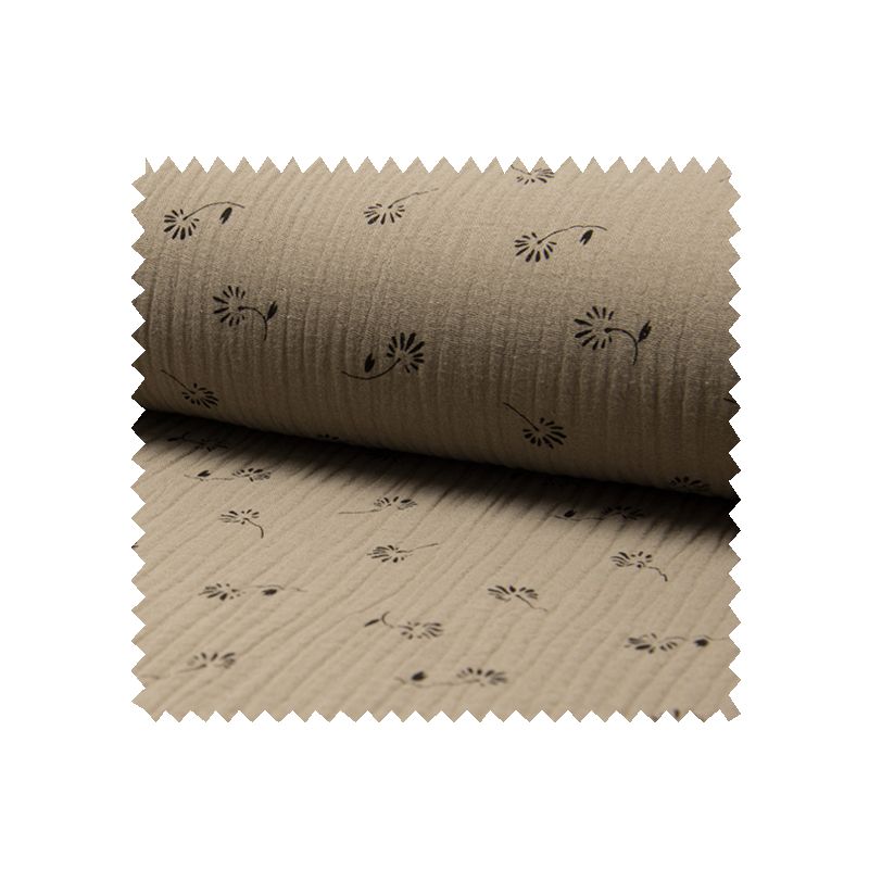 Tissu Bambino Imprimé Fleur Taupe 