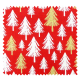 Tissu Coton Noël Imprimé Sapin Fond Rouge 