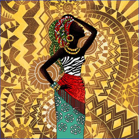 Coupon de Tissu Femme Africaine 45x45 cm