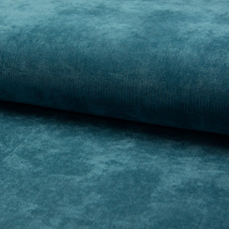 Tissu Velours Milleraies Uni Pétrole 