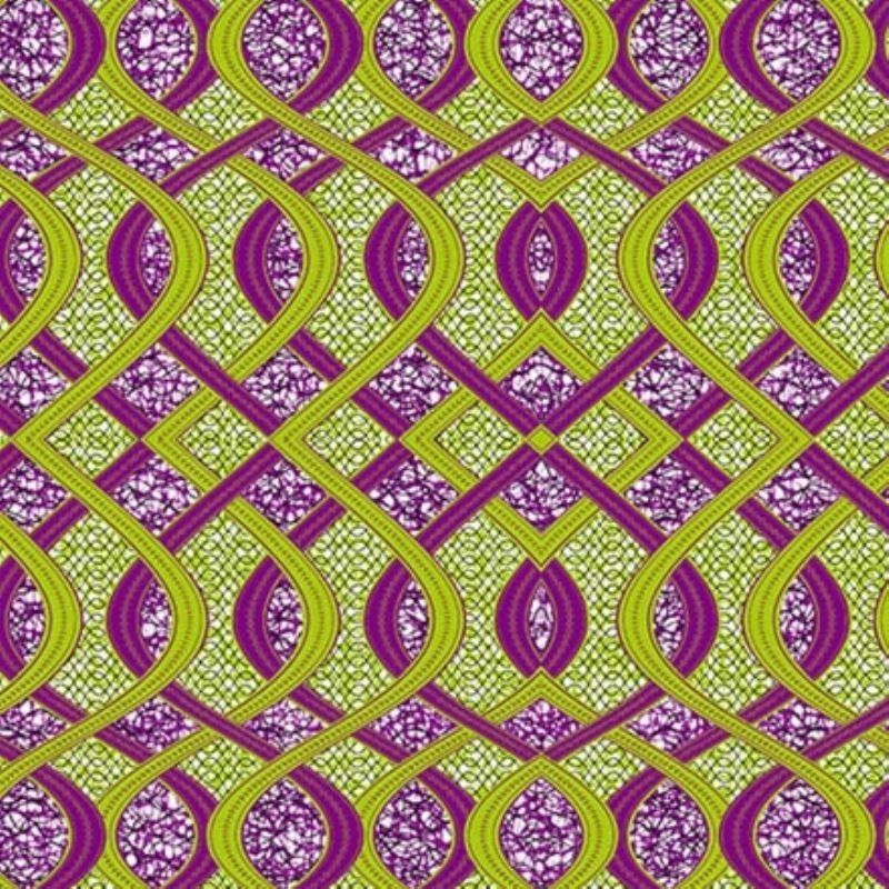 Tissu Super Wax Violet jaune vert 