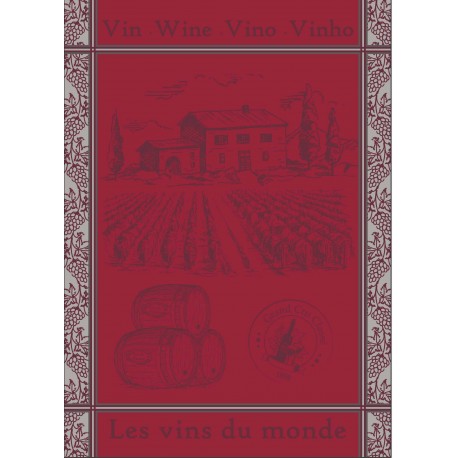 Torchon Jacquard Vin du Monde Rouge 