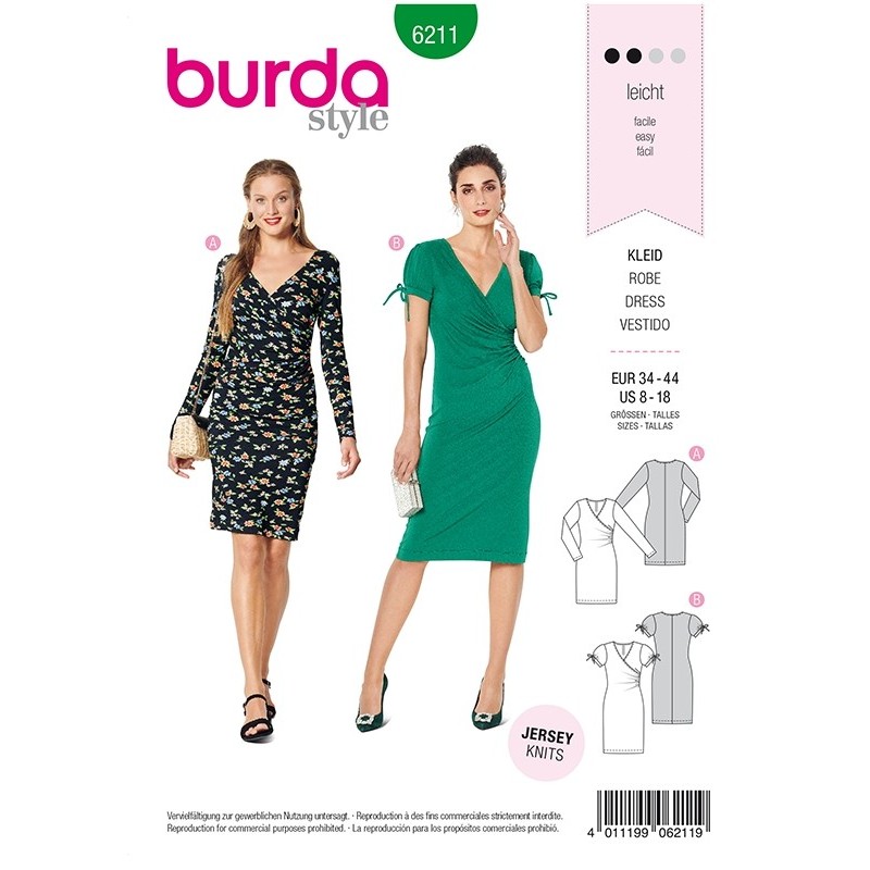 Patron Burda 6211 Robe A L'optique Croisée -très Moulante