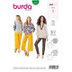 Patron Burda 6233 Tee-shirt - Parement D'encolure Fronce - Manches 3/4