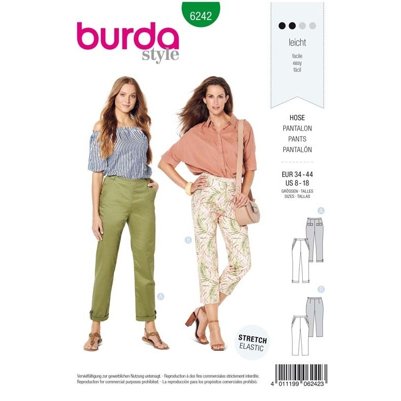 Patron Burda 6242 Pantalon Avec Une Fermeture A Glissiere Laterale