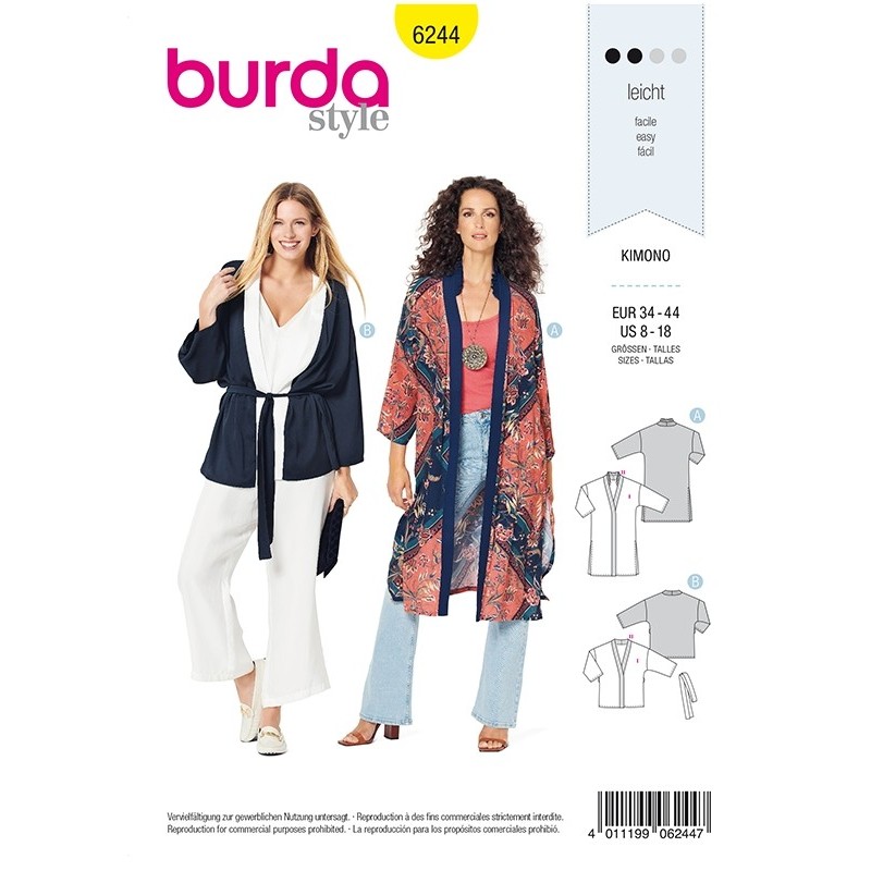 Patron Burda 6244 Kimono - Manteau -veste