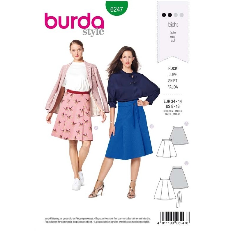 Patron Burda 6247 Jupe Avec Des Plis -forme Evasée