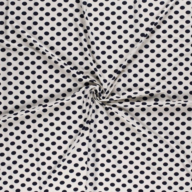 Tissu Imprimé Gros Pois Fond Blanc 