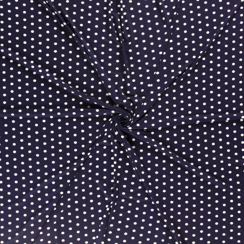 Tissu Jersey Viscose Imprimé Pois Marine 