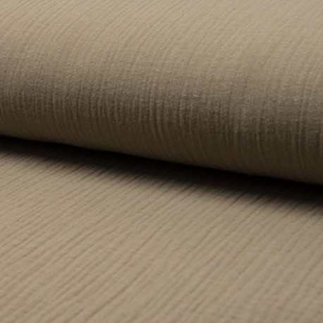 Tissu Double Gaze Uni Taupe 