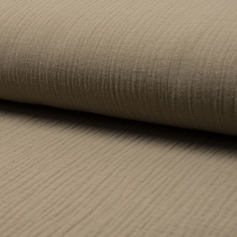 Tissu Double Gaze Uni Taupe 