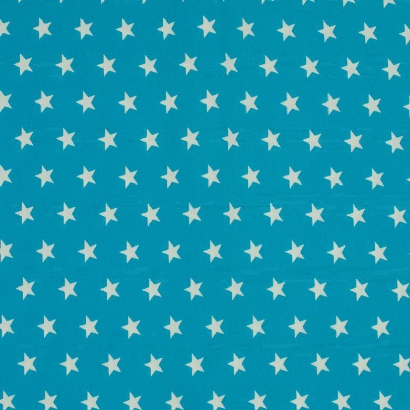 Tissu Coton Imprimé Etoile Turquoise