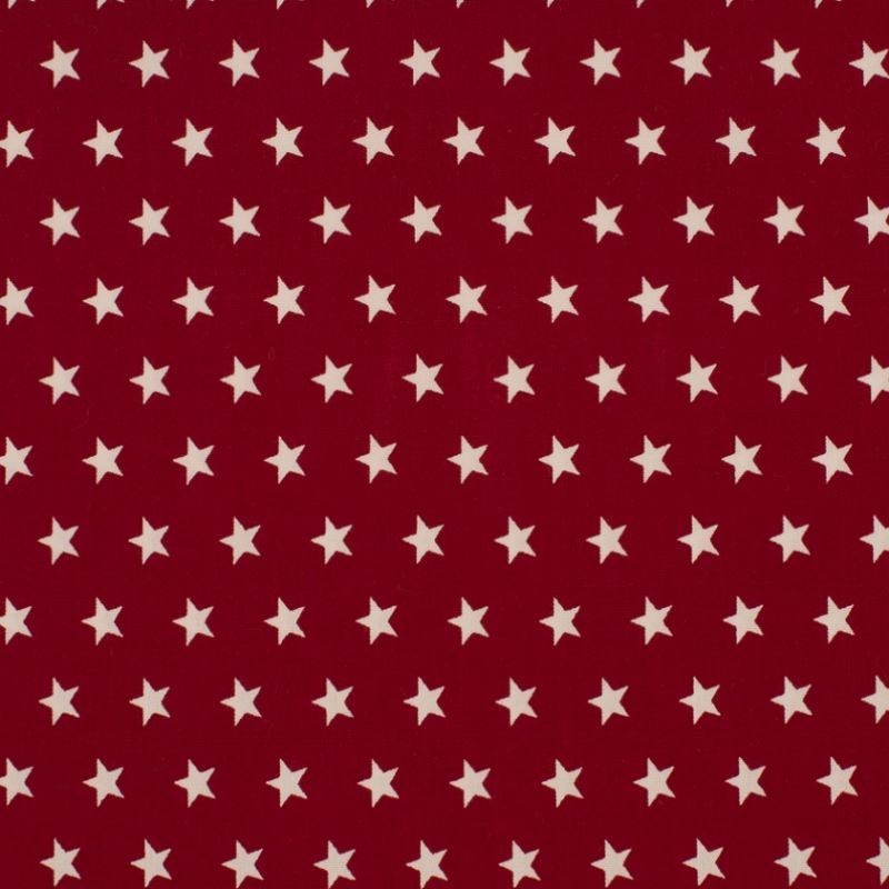 Tissu Coton Imprimé Etoile Bordeaux
