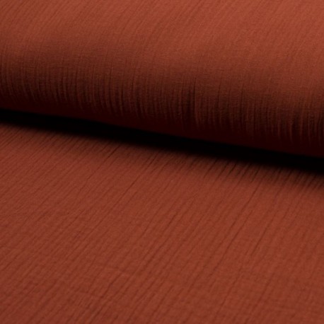 Tissu Double Gaze Uni Terracotta