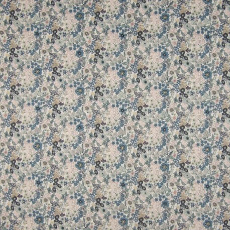Tissu Popeline Sarah Shelby Naturel Mélanges de Fleurs