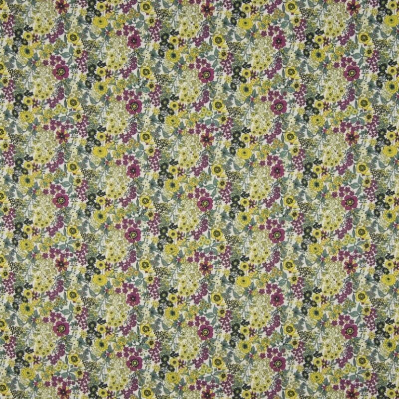 Tissu Popeline Sarah Shelby Citroné Doux Mélanges Fleurs