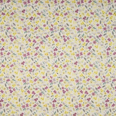Tissu Popeline Sarah Shelby Citroné Doux Petites Fleurs