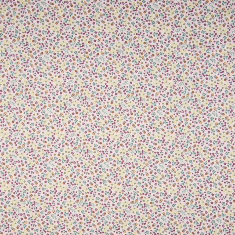 Tissu Popeline Sarah Shelby Citroné Doux Fleurs