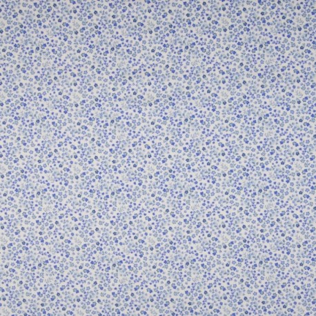 Tissu Popeline Sarah Shelby Bleu Petites Fleurs