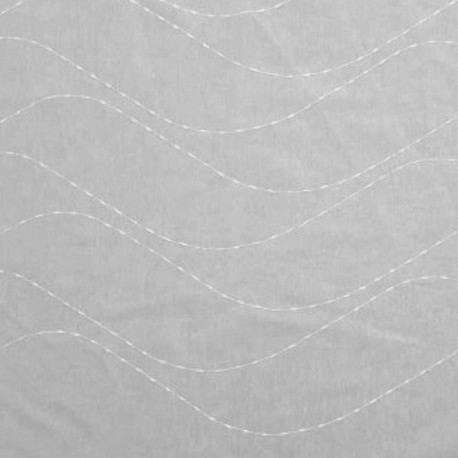 Tissu Voilage Broderies Horizontales Vagues Blanc Avec Fils