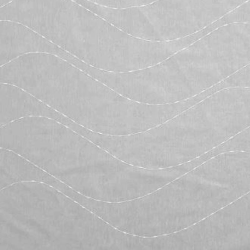 Tissu Voilage Broderies Horizontales Vagues Blanc Avec Fils