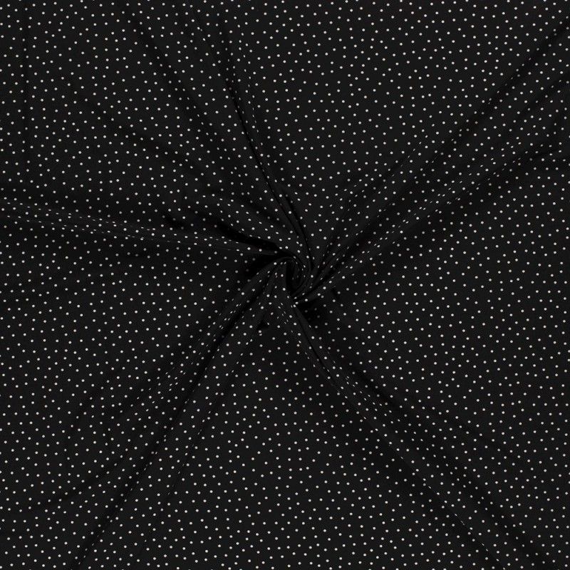 Tissu Toucher Crepe Petit Pois Fond Noir