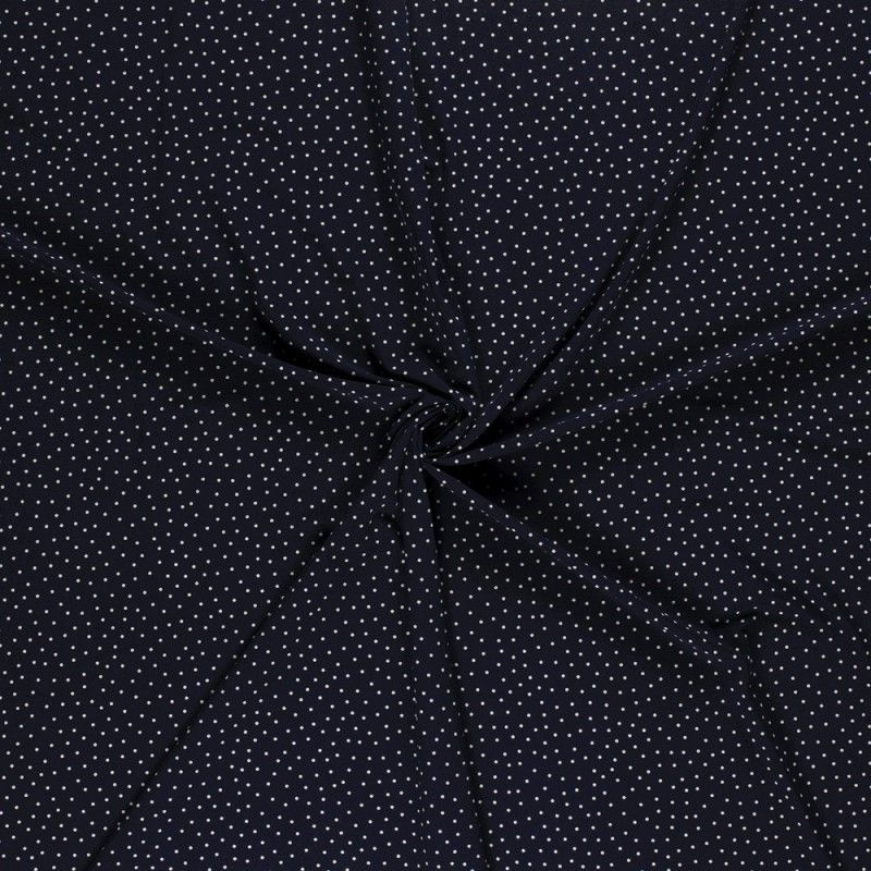 Tissu Toucher Crepe Petit Pois Fond Navy