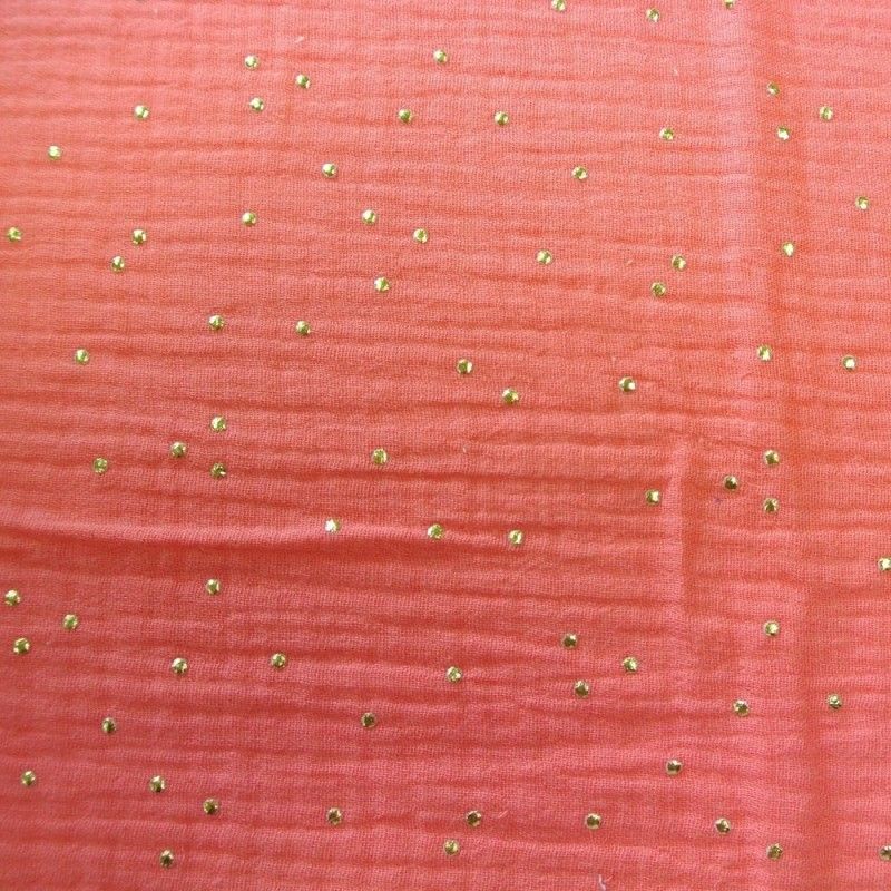 Tissu Pimiz Double Gaze Corail
