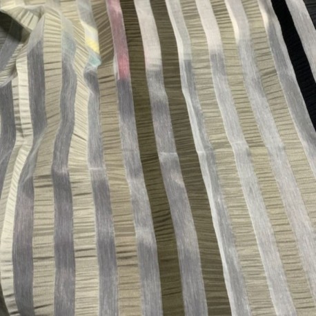 Tissu Summer Rayures Noir Gris Beige