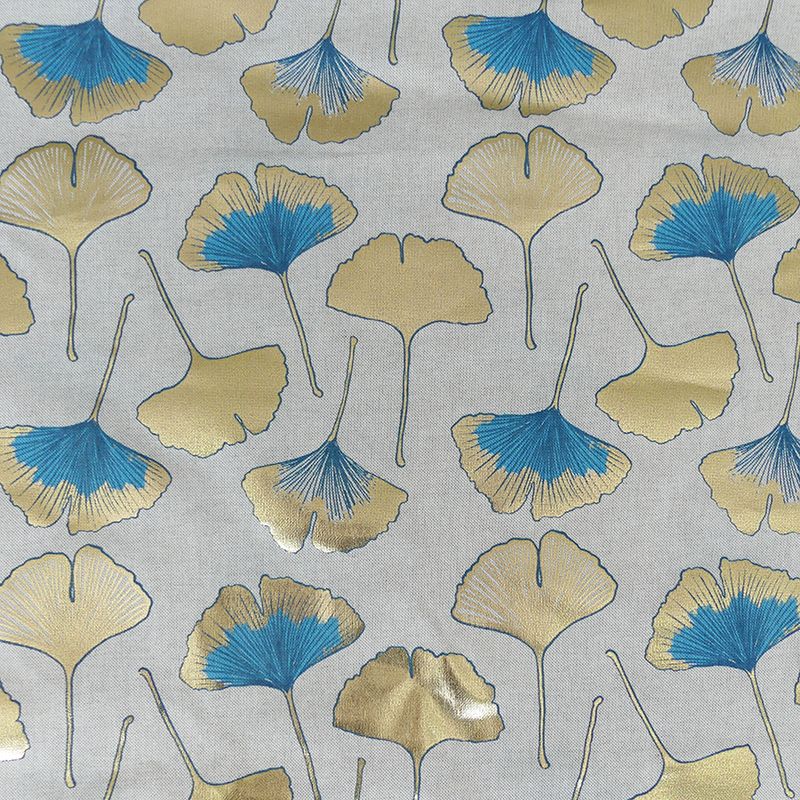 Tissu Biloba Foil Toile Bleu et or 