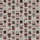 Tissu Funny Cat Toile Noir et rouge 