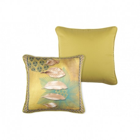 Housse de Coussin Feuilles Jaune