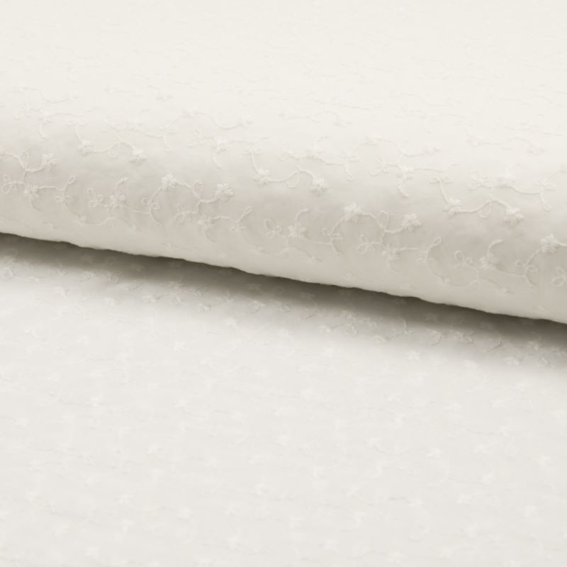 Tissu Broderie Fleur Ecru 